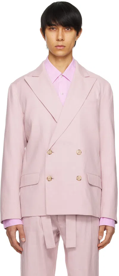 Commas Linen-blend Double Breasted Jacket In Fresco Quartz
