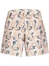 Commas Plant-print Swim Shorts In Neutrals