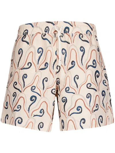 Commas Plant-print Swim Shorts In Neutrals