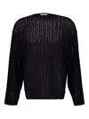 Commas Pointelle Knit Sweater In Black