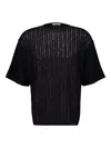 Commas Pointelle-knit T-shirt In Black