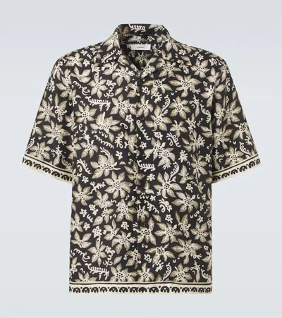 Commas Printed Cotton And Silk Bowling Shirt In Multi