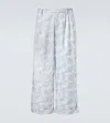 Commas Printed Cotton-blend Wide-leg Pants In Blue