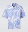 Commas Printed Cotton Bowling Shirt In Blue