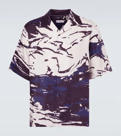 Commas Printed Linen Bowling Shirt In Multi