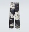 Commas Printed Linen Straight Pants In Multi