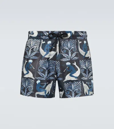 Commas Classic Swim Shorts In Fresco Tile Black