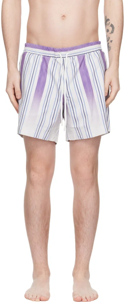 Commas Faded-stripe Swim Shorts In Neutrals