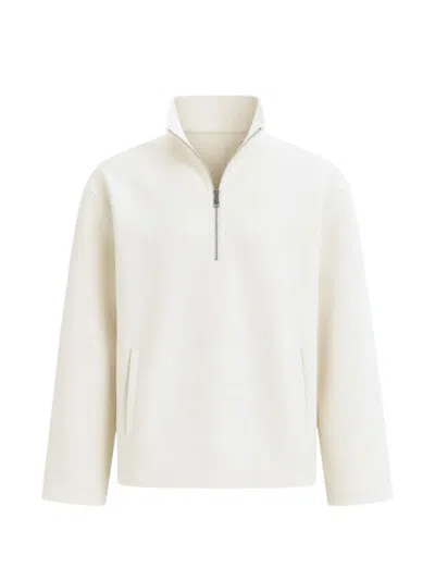 Commas Quarter-zip Jersey Sweater In White
