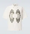 Commas Reflection Embroidered Bowling Shirt In White