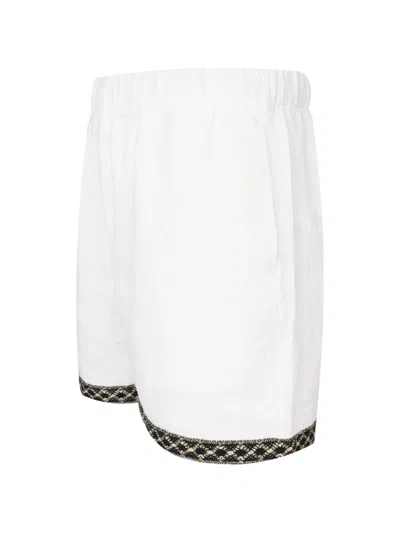 Commas Resort Embroidered-trim Shorts In White