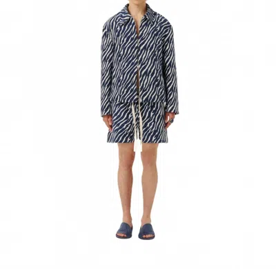 Commas Sea Storm Jacquard Short In White-blue In Animal Print