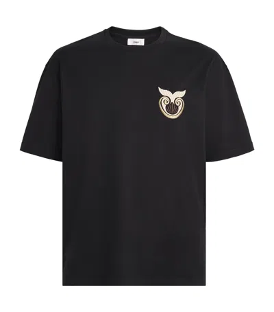 Commas Shell Embroidered T-shirt In Black