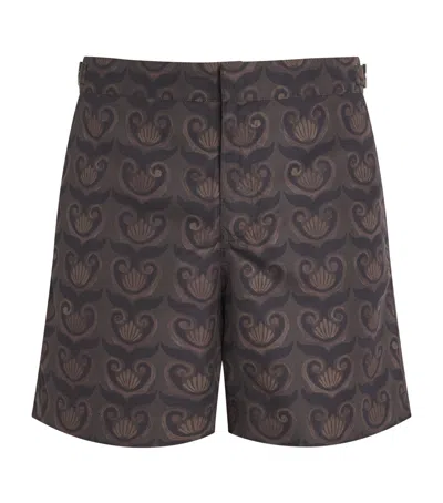 Commas Shell Print Swim Shorts In Brown