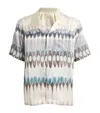 Commas Eclipse Silk And Cotton Bowling Shirt In Blue