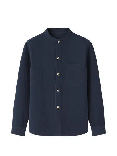 Commas Stand-collar Long-sleeve Shirt In Blue