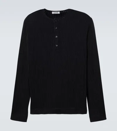 Commas Striped Henley Shirt In Black