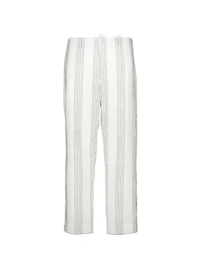 Commas Striped Resort Trousers In White