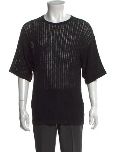 Pre-owned Commas Striped Short Sleeve In Black