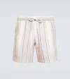 Commas Faded-stripe Swim Shorts In Beige