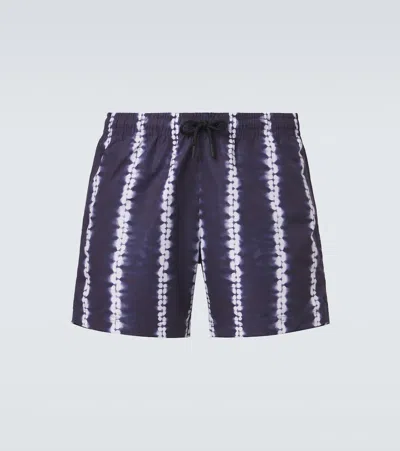 Commas Shibori Stripe Swim Shorts In Blue