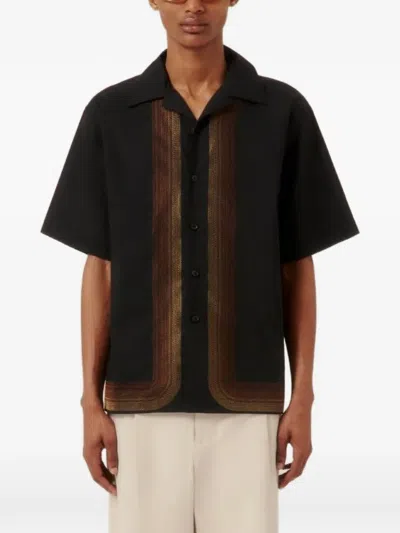 Commas Sun Waves Zig-zag-embroidered Shirt In Black