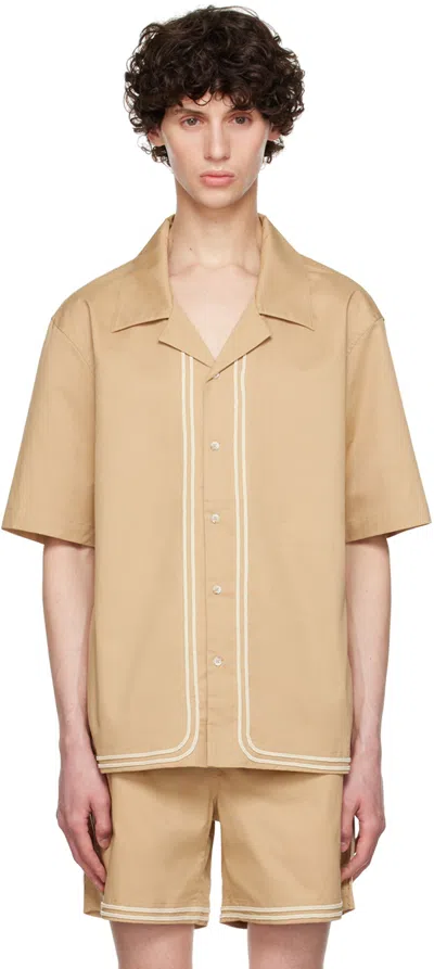 COMMAS TAN BRAIDED CORD SHIRT