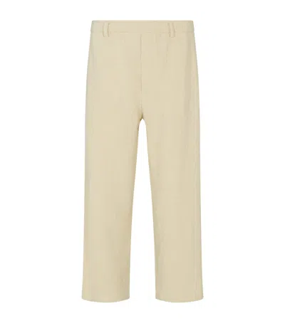 Commas Textured Wide Leg Trousers In Neutral