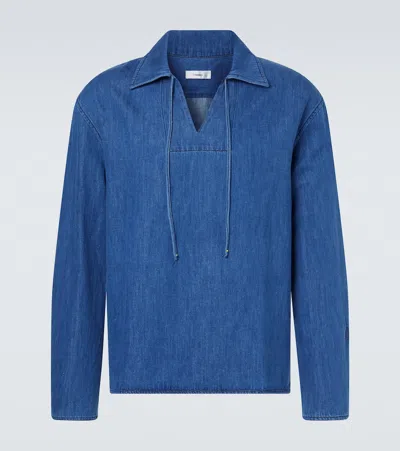 Commas Tie-neck Denim Shirt In Blue