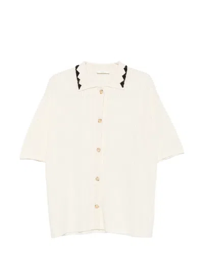 Commas Triangle-embroidered Shirt In Neutral