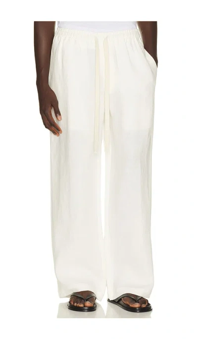 Commas Wide Leg Linen Trousers In White