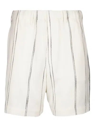 Commas Woven Stripe Resort Shorts In White