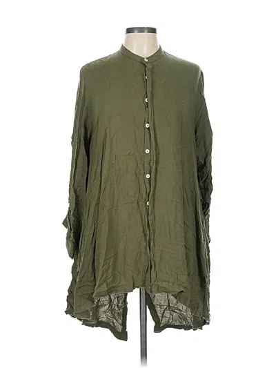 Pre-owned Comme 3/4 Sleeve Blouse In Green