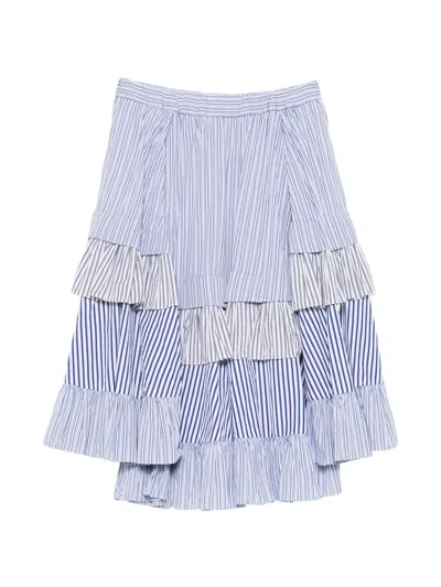 Comme Comme Cotton Midi Skirt In Blue