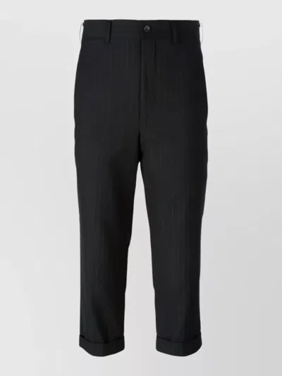 Comme Comme Cropped Wide Leg Trousers Pinstripe Design In Black