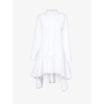 Comme Comme Des Garcons Womens White Long-sleeved Asymmetric-hem Cotton Shirt