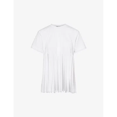 Comme Comme Des Garcons Womens White Short-sleeved Shredded-hem Woven T-shirt