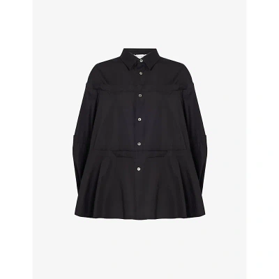 Comme Comme Des Garcons Womens Black Long-sleeved Panelled Cotton-poplin Shirt