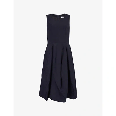 Comme Comme Des Garcons Womens Black Sleeveless Pleated-skirt Wool Midi Dress