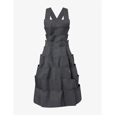 Comme Comme Des Garcons Womens Panelled Open-side Wool Midi Dress Medium Grey