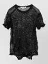 Comme Comme Layered Mesh Knit T Shirt Textured In Multi