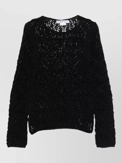 Comme Comme Sheer Crewneck Sweater Long Sleeves Textured