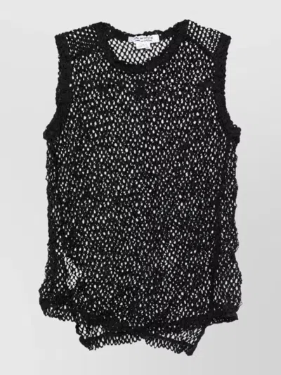 Comme Comme Sleeveless Mesh Knit Top Round Neck