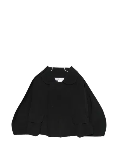 Comme Comme Peter Pan Collar Wool Jacket In Black