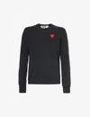 Comme De Garcon Play Mens Chrcl Gray Heart-appliqué Crewneck Wool-knit Jumper In Grey