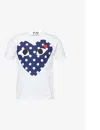 Comme De Garcon Play Mens White Big Heart Polka-dot Cotton-jersey T-shirt In White