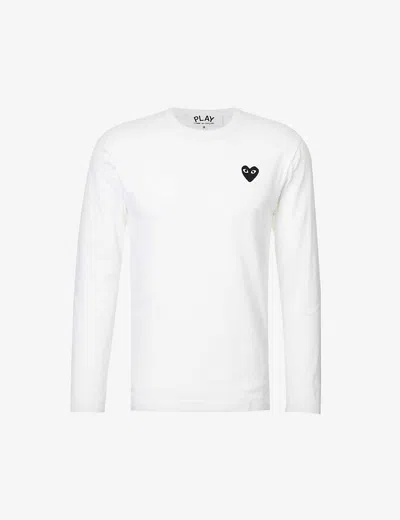 Comme De Garcon Play Mens White Heart-appliquéd Cotton-jersey T-shirt Xl