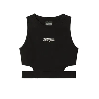 Comme Des Fuckdown Black Cotton Tops & T-shirt
