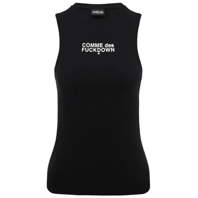 Comme Des Fuckdown Black Cotton Tops & T-shirt
