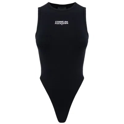 Comme Des Fuckdown Black Cotton Tops & T-shirt